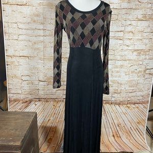 Vintage 90’s Citidress Geometric Design Maxi Dress, US Made, Size 8 M